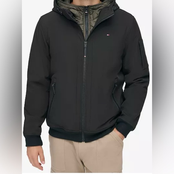 Host Pick Tommy Hilfiger Men’s Hoodie Bomber Combo Jacket. Heather gray. Size M - Picture 1 of 7